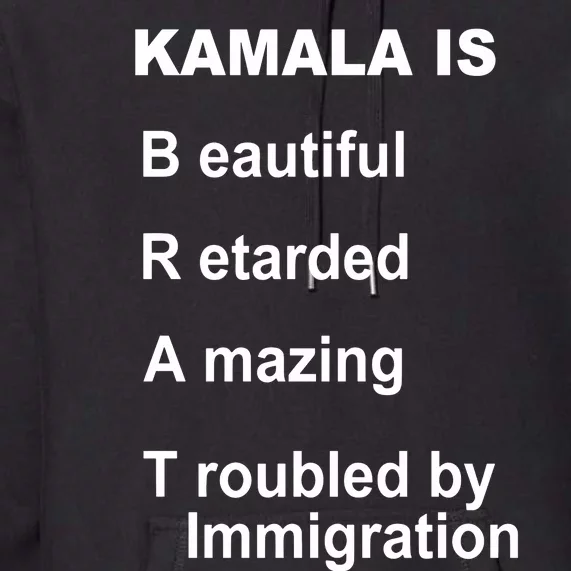 Kamala Is Brat Beautiful Retarded Amazing Troubled By Immigration Premium Hoodie