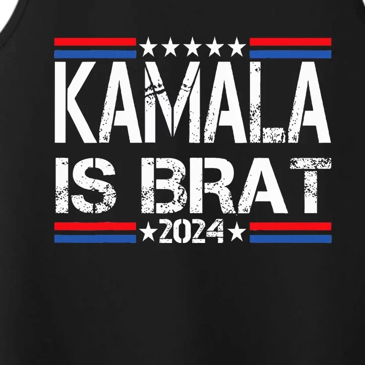 Kamala Is Brat Funny Lime Green Brat Performance Tank