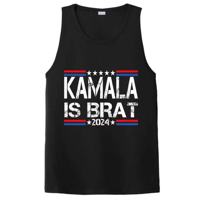 Kamala Is Brat Funny Lime Green Brat Performance Tank