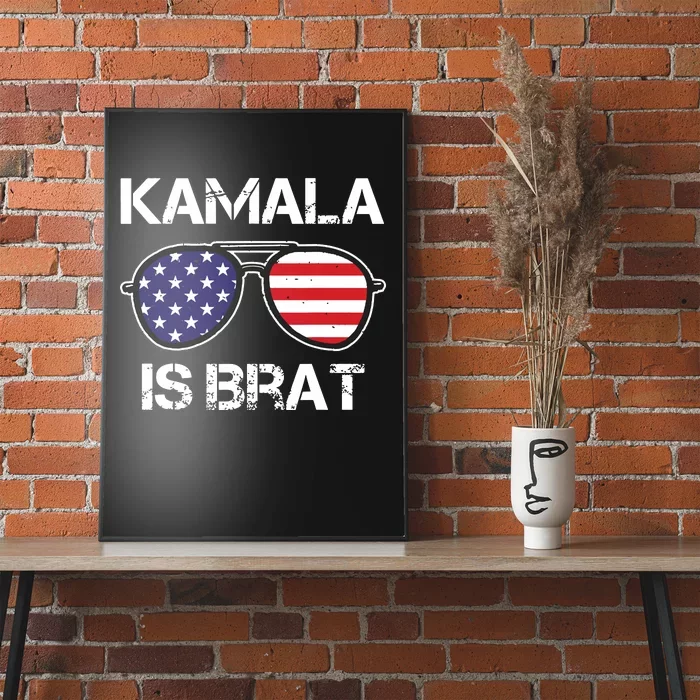 Kamala Is Brat Sunglasses Us Flag Vintage Funny Sarcastic Poster