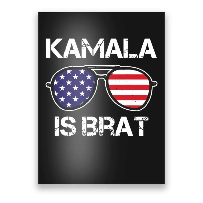 Kamala Is Brat Sunglasses Us Flag Vintage Funny Sarcastic Poster