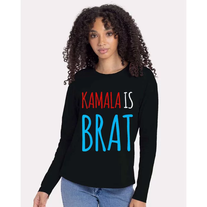 Kamala Is Brat V Neck Womens Cotton Relaxed Long Sleeve T-Shirt