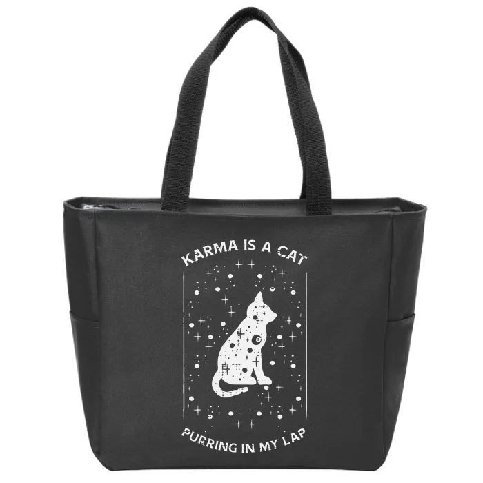 Karma Is Cat Music Funny Celestial Pet Girls Kids Zip Tote Bag