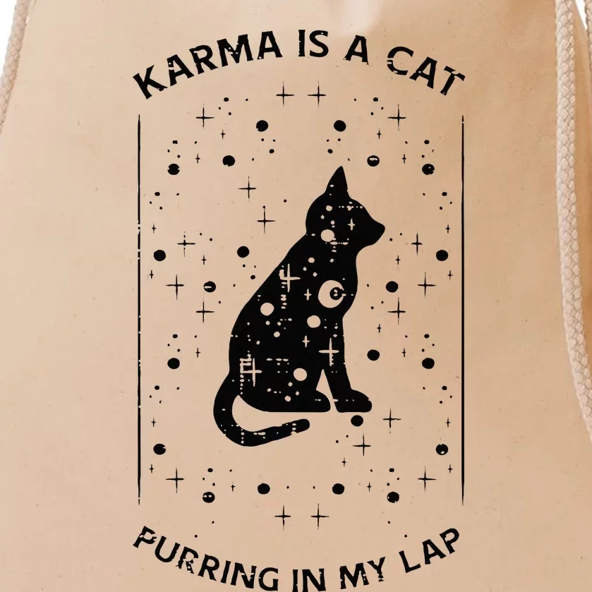 Karma Is Cat Purring On Lap Cute Black Kitten Men Women Kids Drawstring Bag