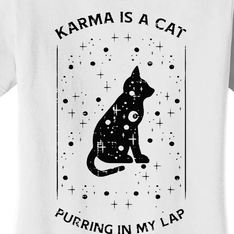 Karma Is Cat Purring On Lap Cute Black Kitten Men Women Kids Women's T-Shirt