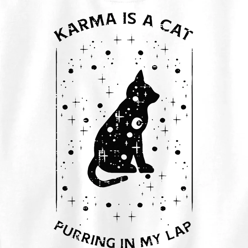 Karma Is Cat Purring On Lap Cute Black Kitten Men Women Kids Kids Sweatshirt