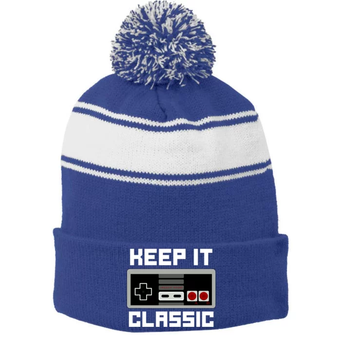 Keep It Classic Retro Gamer Stripe Pom Pom Beanie