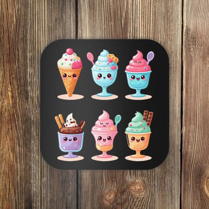 Kawaii Ice Cream Frozen Yogurt Lover Anime Coaster