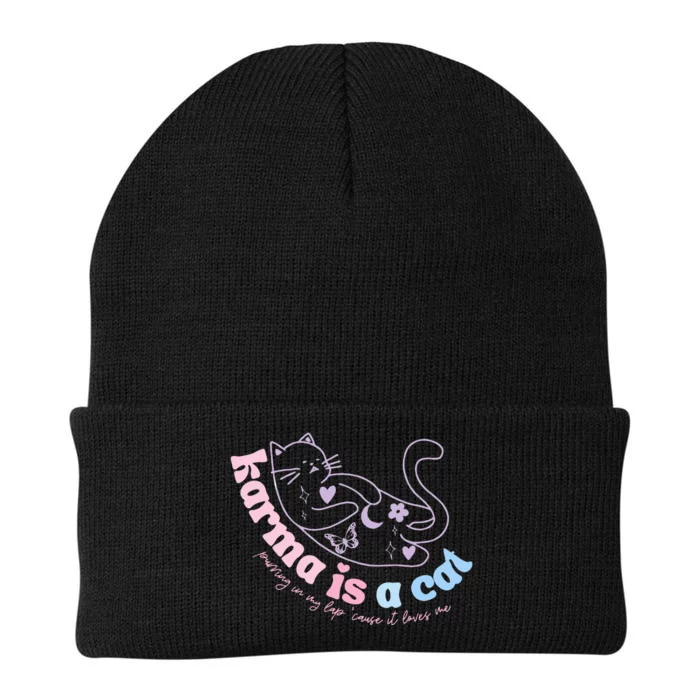 Karma Is Cat Purring In My Lap Cause It Loves Me Knit Cap Winter Beanie