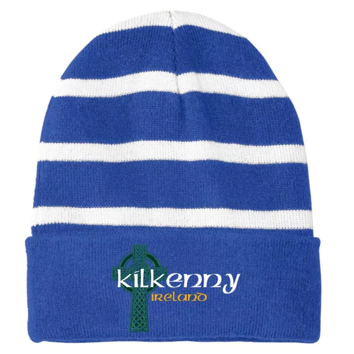 Kilkenny Ireland County Celtic Gaelic Football And Hurling Funny Gift Striped Beanie with Solid Band