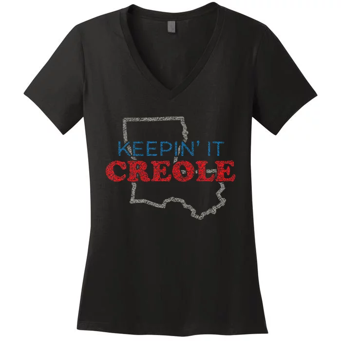 Keepin It Creole Design With Louisiana Graphic Women's V-Neck T-Shirt