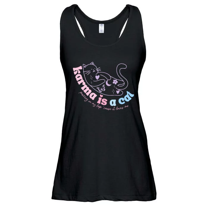 Karma Is Cat Purring In My Lap Cause It Loves Me Ladies Essential Flowy Tank