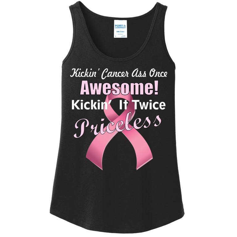 Kickin' Cancer's Ass One Awesome Twice Priceless Ladies Essential Tank