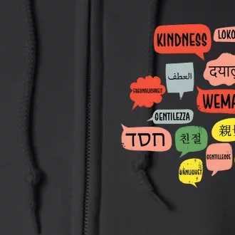 Kindness In Different Languages Full Zip Hoodie