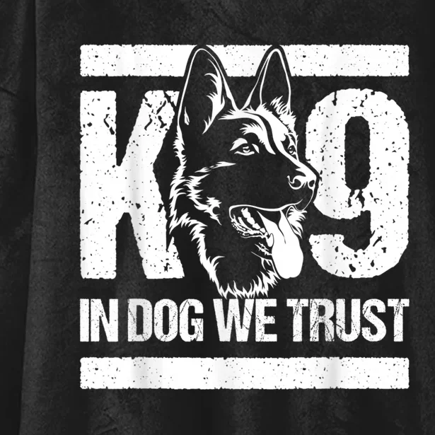 K9 In Dogs We Trust Blue Line K9 Dog Unit Police Officer Hooded Wearable Blanket