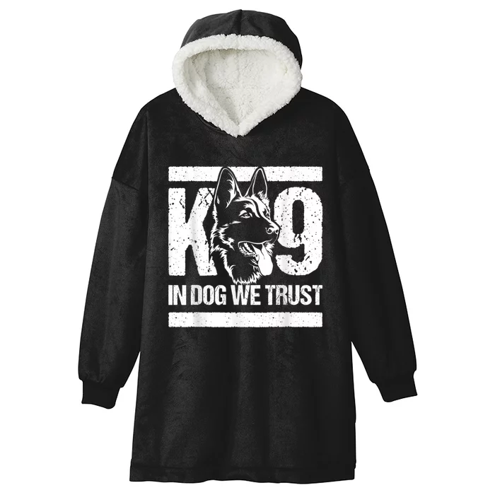 K9 In Dogs We Trust Blue Line K9 Dog Unit Police Officer Hooded Wearable Blanket