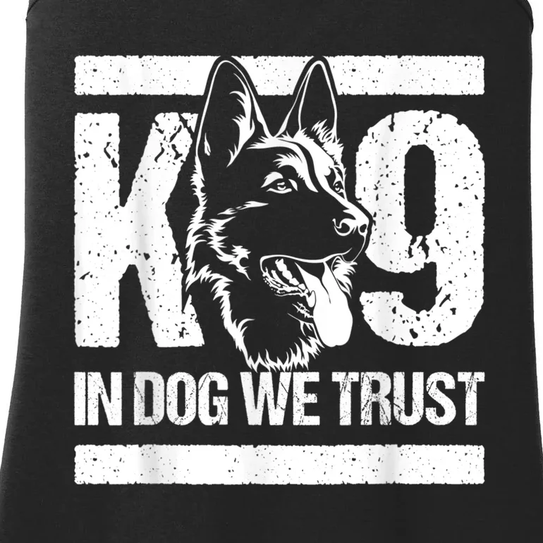 K9 In Dogs We Trust Blue Line K9 Dog Unit Police Officer Ladies Essential Tank