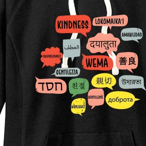 Kindness In Different Languages Women's Fleece Hoodie