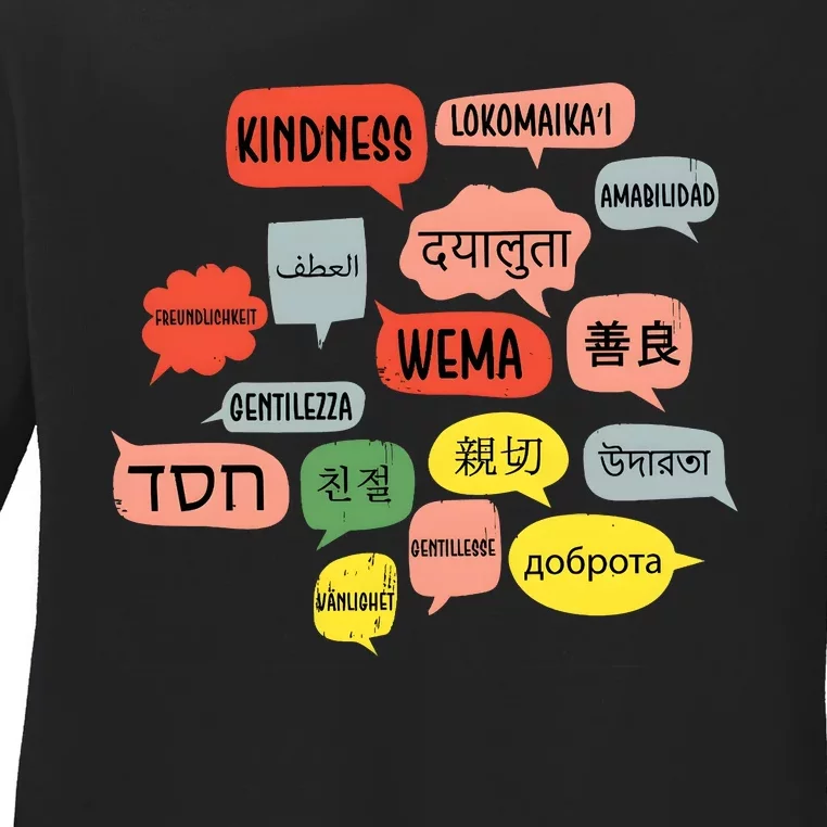 Kindness In Different Languages Ladies Long Sleeve Shirt