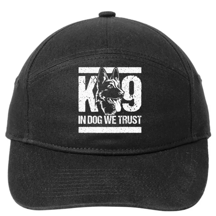 K9 In Dogs We Trust Blue Line K9 Dog Unit Police Officer 7-Panel Snapback Hat