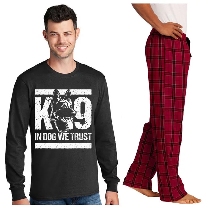 K9 In Dogs We Trust Blue Line K9 Dog Unit Police Officer Long Sleeve Pajama Set