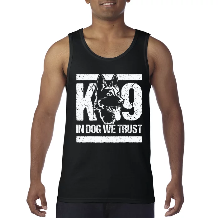 K9 In Dogs We Trust Blue Line K9 Dog Unit Police Officer Tank Top