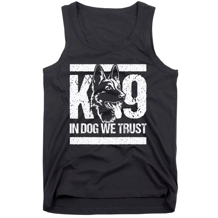 K9 In Dogs We Trust Blue Line K9 Dog Unit Police Officer Tank Top