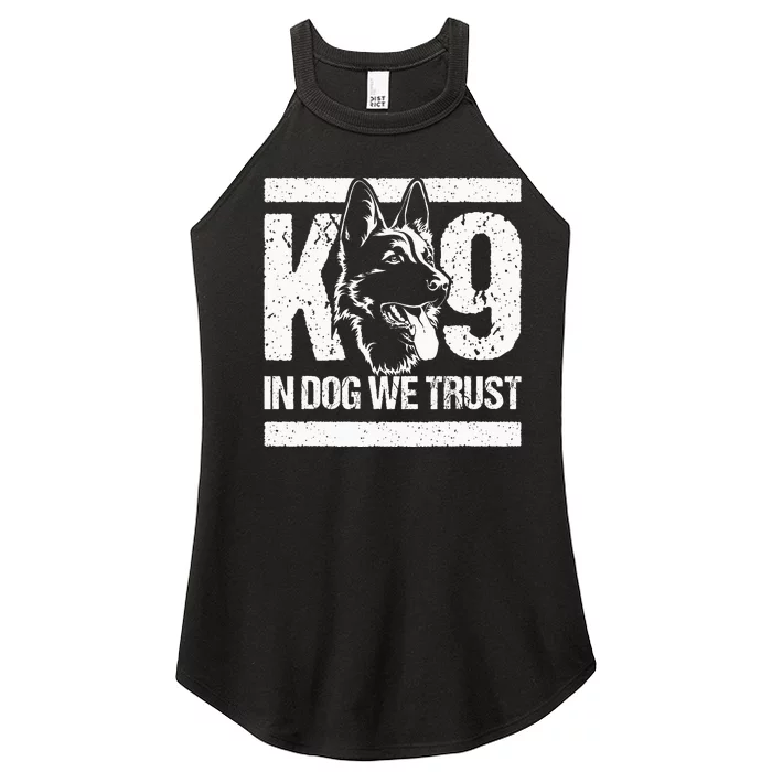 K9 In Dogs We Trust Blue Line K9 Dog Unit Police Officer Women’s Perfect Tri Rocker Tank