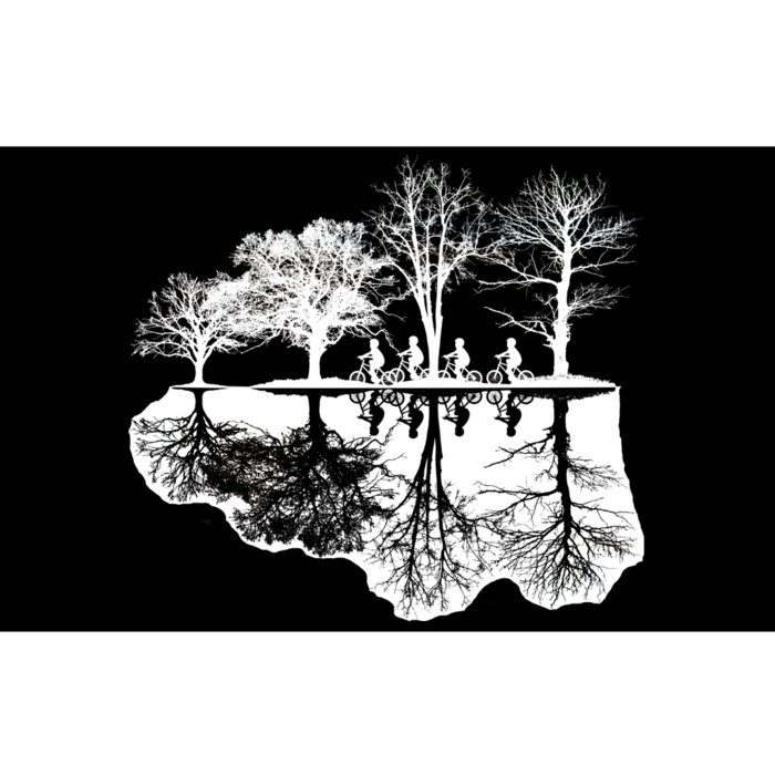 Kids Riding Bikes Through Trees Upside Down Bumper Sticker