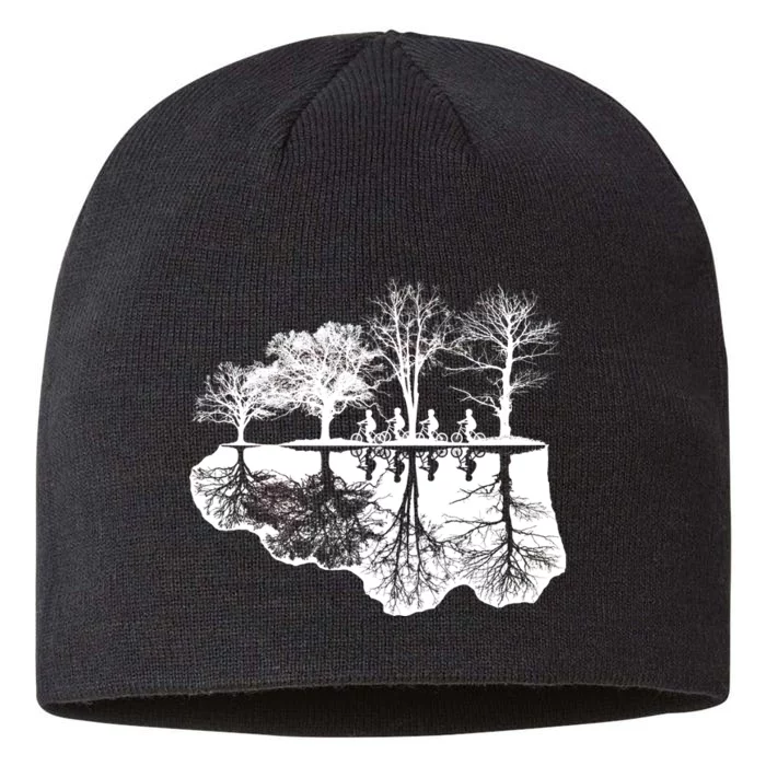 Kids Riding Bikes Through Trees Upside Down 8 1/2in Sustainable Knit Beanie