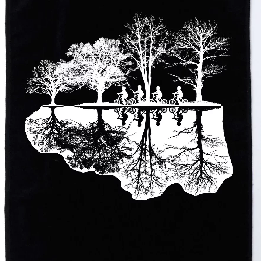 Kids Riding Bikes Through Trees Upside Down Platinum Collection Golf Towel