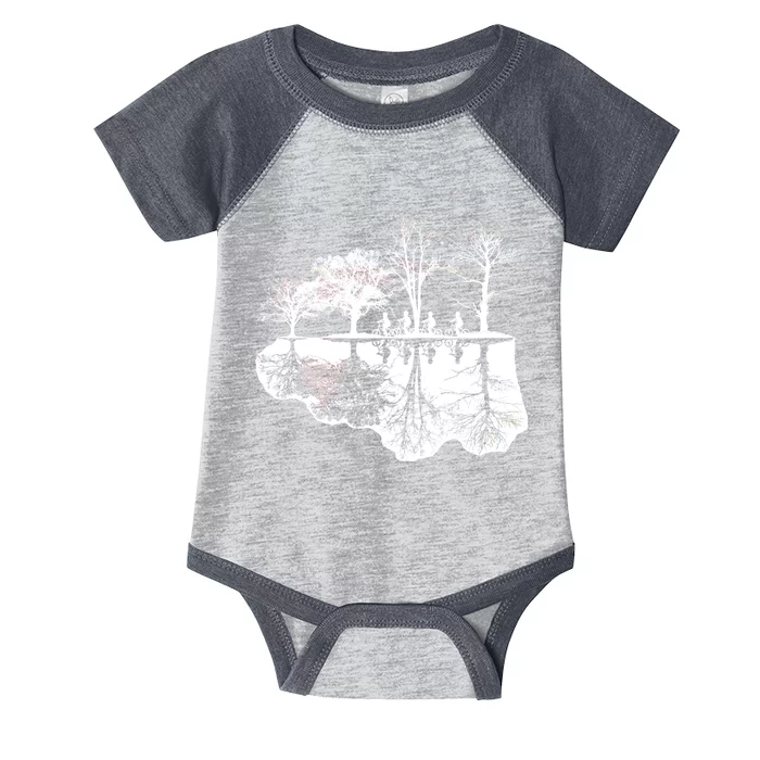 Kids Riding Bikes Through Trees Upside Down Infant Baby Jersey Bodysuit