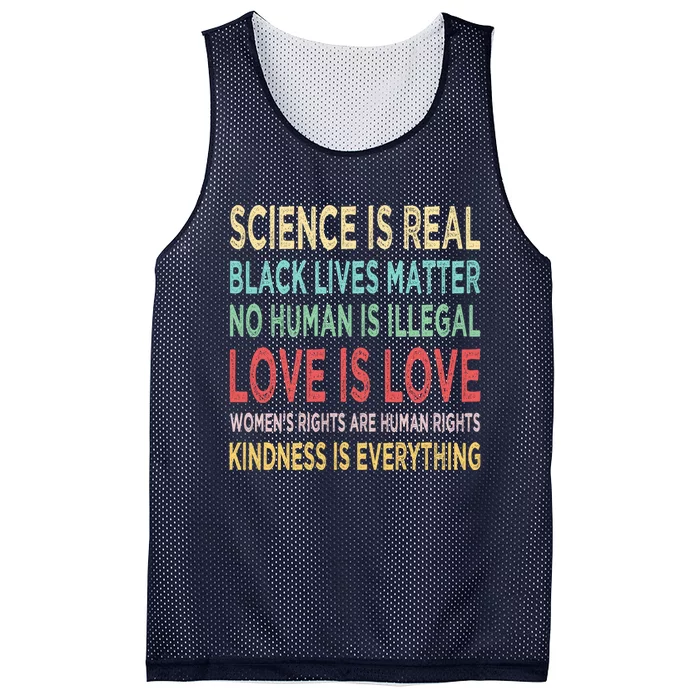 Kindness Is Everything Science Is Real Love Is Love Mesh Reversible Basketball Jersey Tank