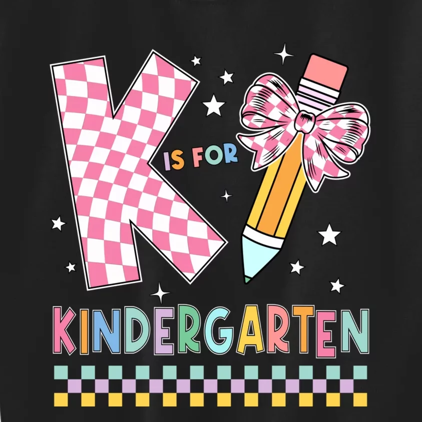 K Is For Kindergarten Teacher Coquette Bow Back To School Kids Sweatshirt