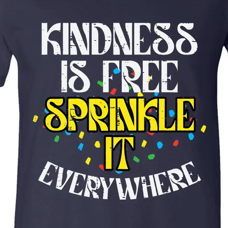 Kindness Is Free Orange Anti Bullying Unity Day V-Neck T-Shirt