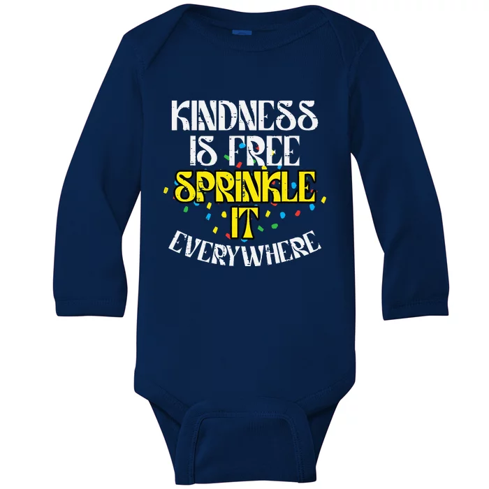 Kindness Is Free Orange Anti Bullying Unity Day Baby Long Sleeve Bodysuit