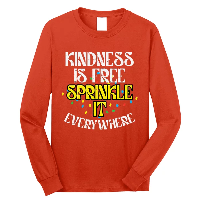 Kindness Is Free Orange Anti Bullying Unity Day Long Sleeve Shirt