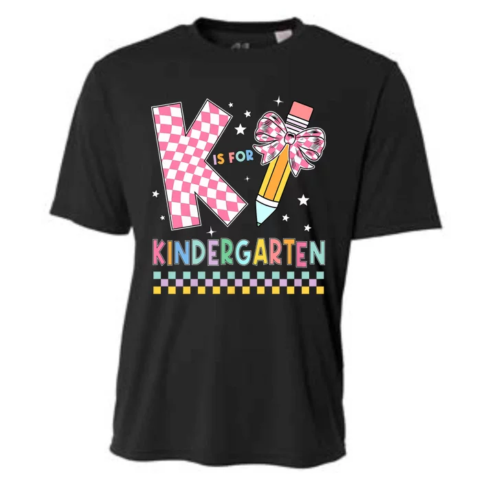 K Is For Kindergarten Teacher Coquette Bow Back To School Cooling Performance Crew T-Shirt