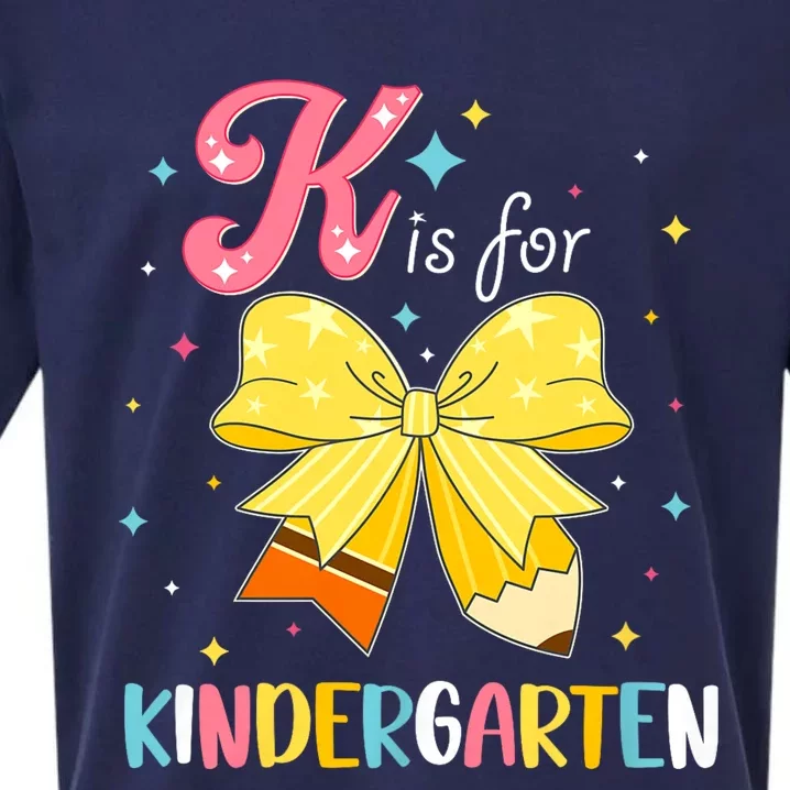 K Is For Kindergarten Back To School Coquette Bow Kinder Sueded Cloud Jersey T-Shirt