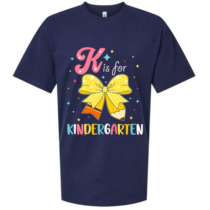 K Is For Kindergarten Back To School Coquette Bow Kinder Sueded Cloud Jersey T-Shirt