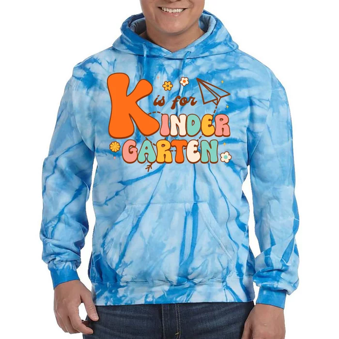 K Is For Kindergarten Teacher Retro Back To School Student Tie Dye Hoodie