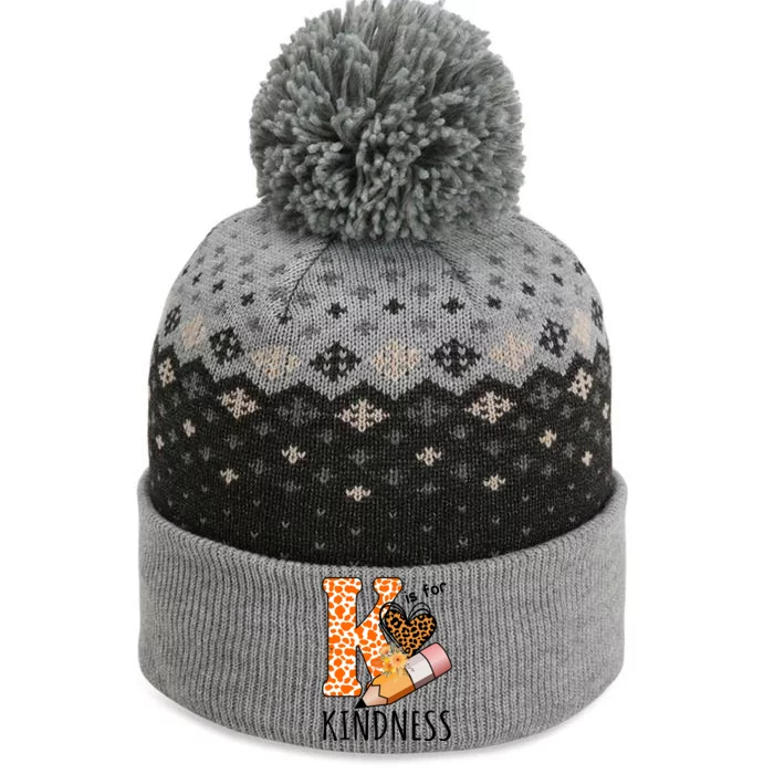 K Is For Kindness Kindergarten Cheetah The Baniff Cuffed Pom Beanie