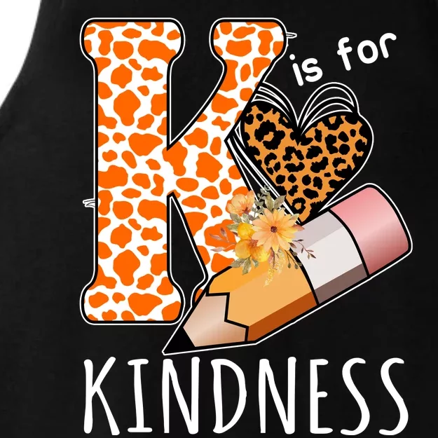 K Is For Kindness Kindergarten Cheetah Ladies Tri-Blend Wicking Tank