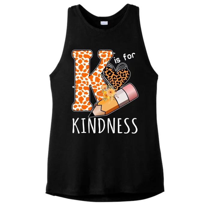 K Is For Kindness Kindergarten Cheetah Ladies Tri-Blend Wicking Tank