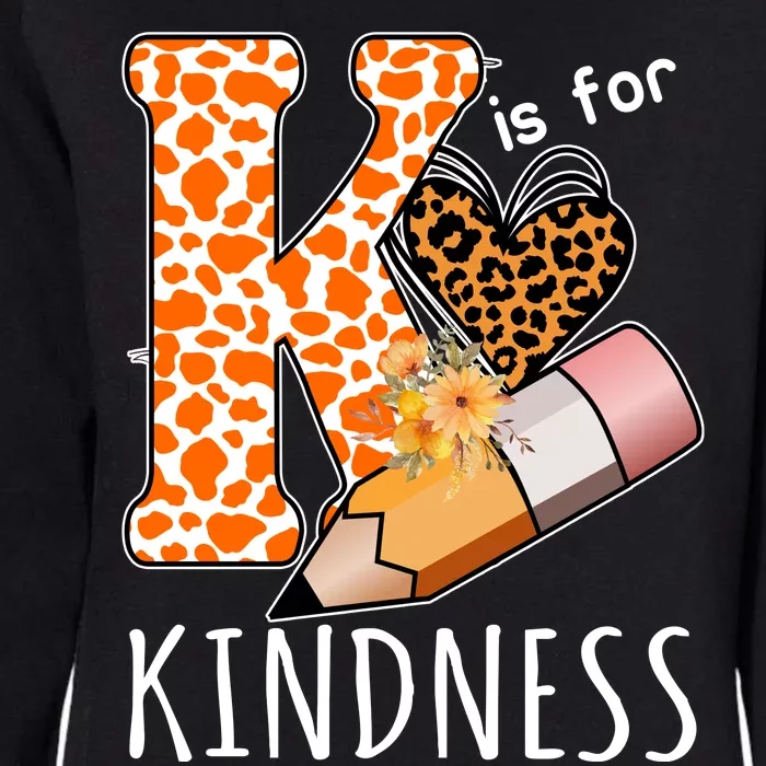 K Is For Kindness Kindergarten Cheetah Womens California Wash Sweatshirt