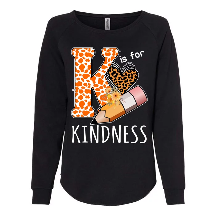 K Is For Kindness Kindergarten Cheetah Womens California Wash Sweatshirt