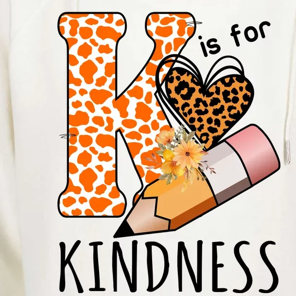 K Is For Kindness Kindergarten Cheetah Womens Funnel Neck Pullover Hood