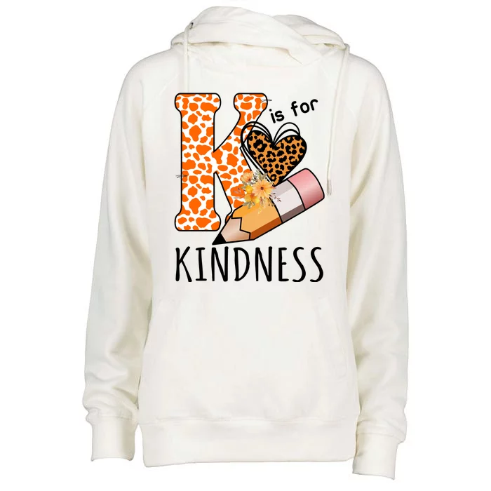 K Is For Kindness Kindergarten Cheetah Womens Funnel Neck Pullover Hood