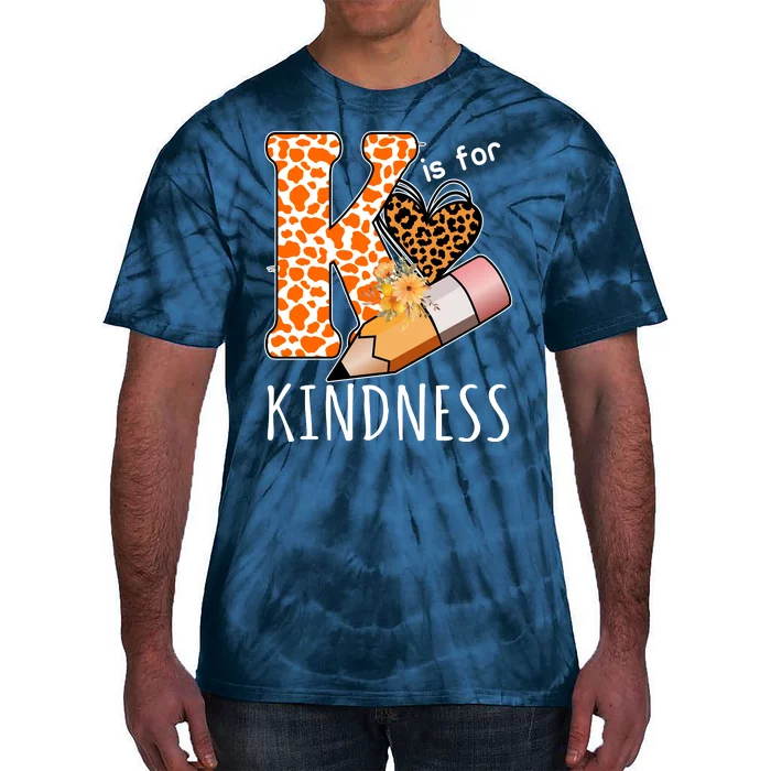 K Is For Kindness Kindergarten Cheetah Tie-Dye T-Shirt