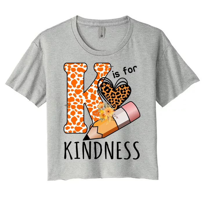 K Is For Kindness Kindergarten Cheetah Women's Crop Top Tee